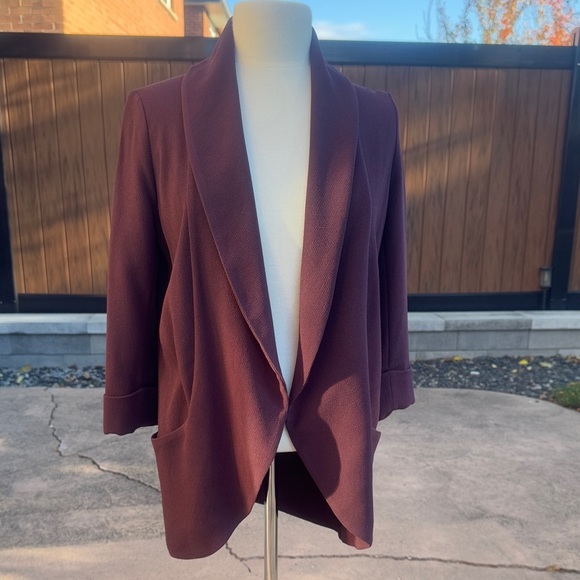ARITZIA Wilfred Cavalier Jacket Deep Plum Size 2 Open Front Blazer - Picture 2 of 8